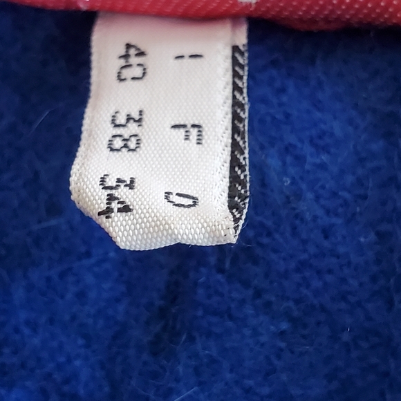 Byblos | Vintage Cardigan | Blue floral wool and angora, dolman sleeve Size S-M - Picture 9 of 12